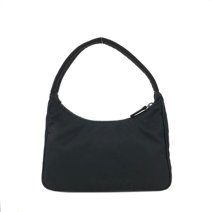 PRADA Triangle logo Nylon Handbag Hobo bag Black Vintage ajhrhr