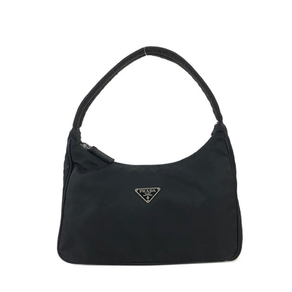 PRADA Triangle logo Nylon Handbag Hobo bag Black Vintage ajhrhr