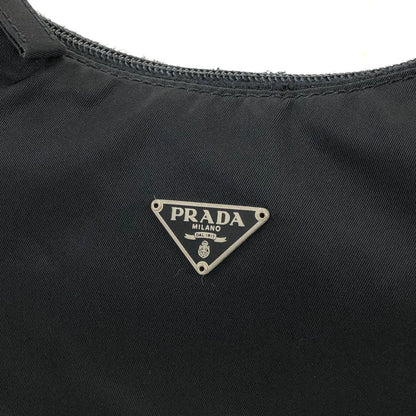 PRADA Triangle logo Nylon Handbag Hobo bag Black Vintage ajhrhr