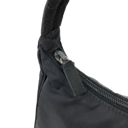 PRADA Triangle logo Nylon Handbag Hobo bag Black Vintage ajhrhr