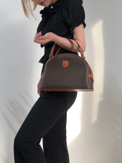 CELINE Blason Macadam Handbag Brown Vintage Old CELINE cxp2zg
