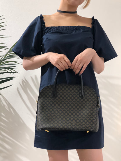 CELINE Macadam PVC Leather Bugatti Bolide 2way Shoulder Bag Black  Vintage Old Celine tv4zki