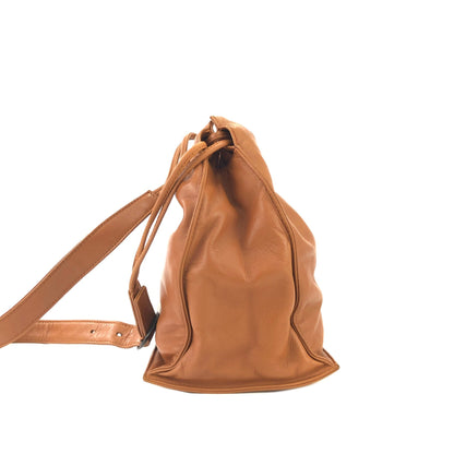LOEWE Anagram Nappa leather Drawstring Shoulder bag Brown Vintage Old u5fd3r