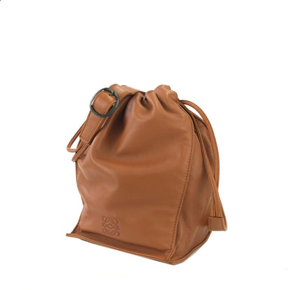 LOEWE Anagram Nappa leather Drawstring Shoulder bag Brown Vintage Old u5fd3r