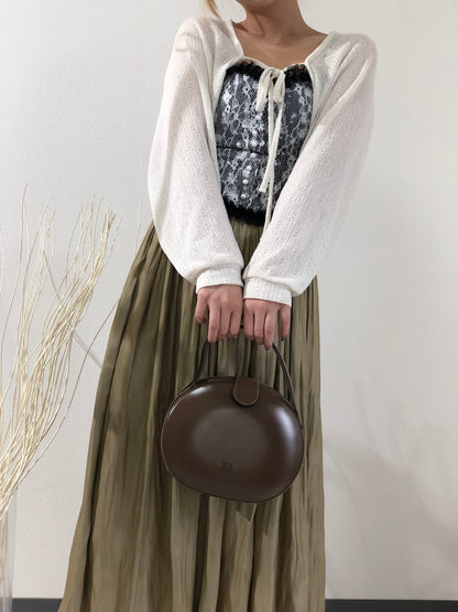 LOEWE Anagram Logo Leather Round Handbag Brown Vintage v8rkcx