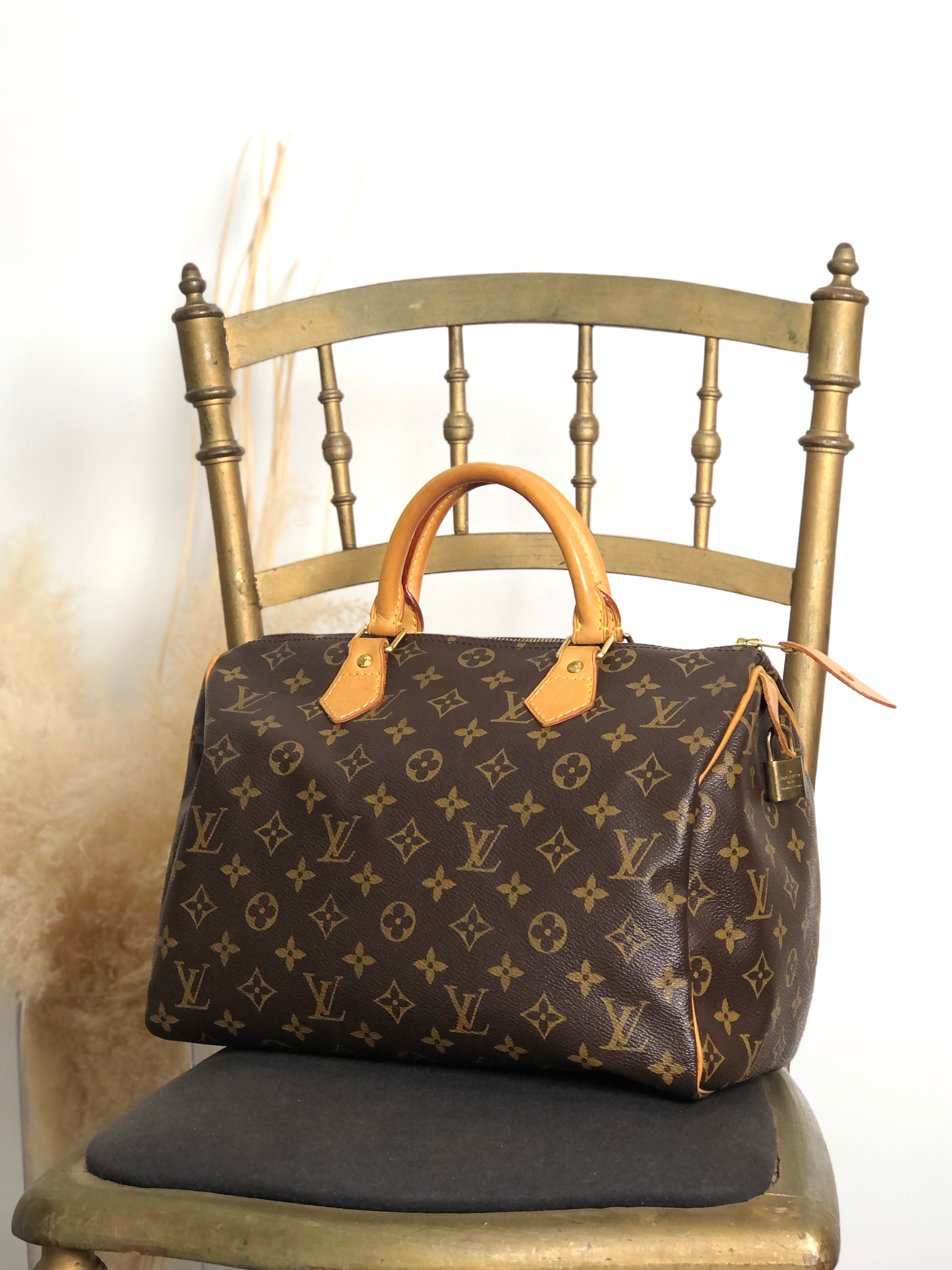 LOUIS VUITTON Monogram Small Boston bag Handbag BrownM41528