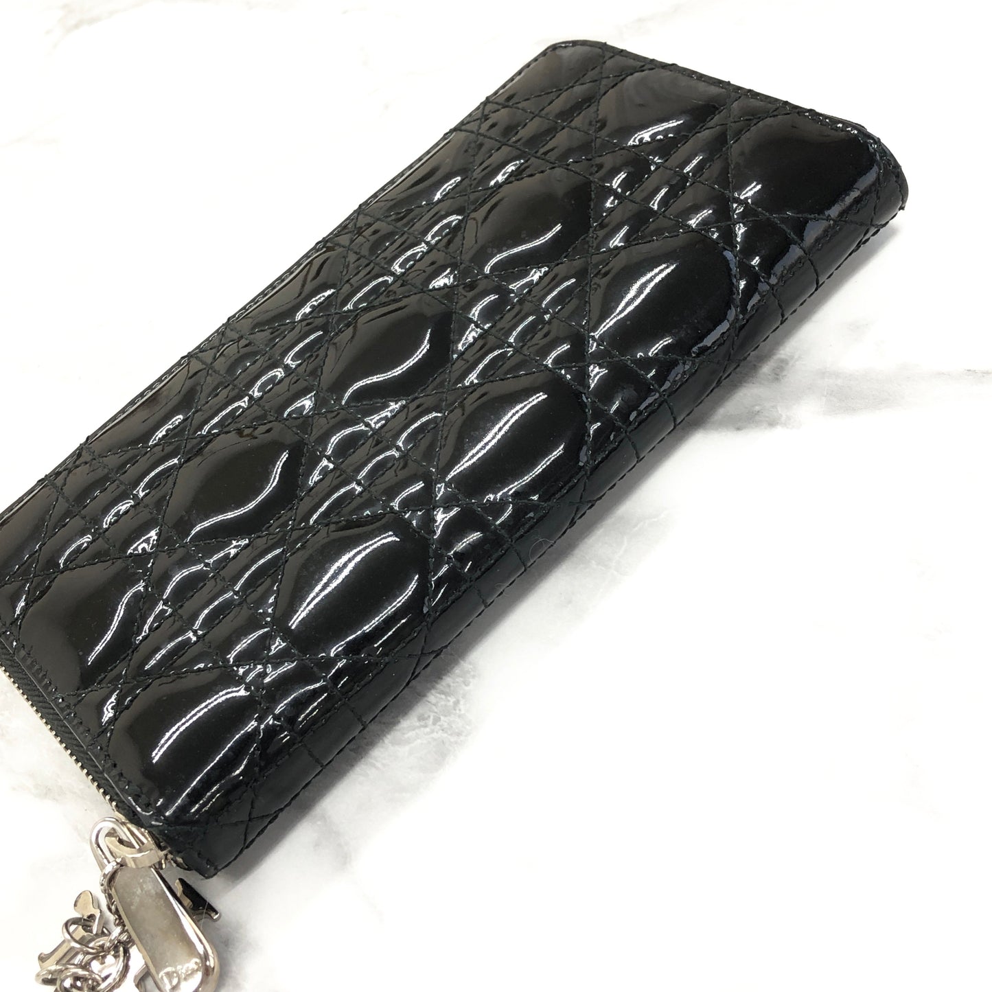 Christian Dior Wallet Patent leather Black Old 48648f