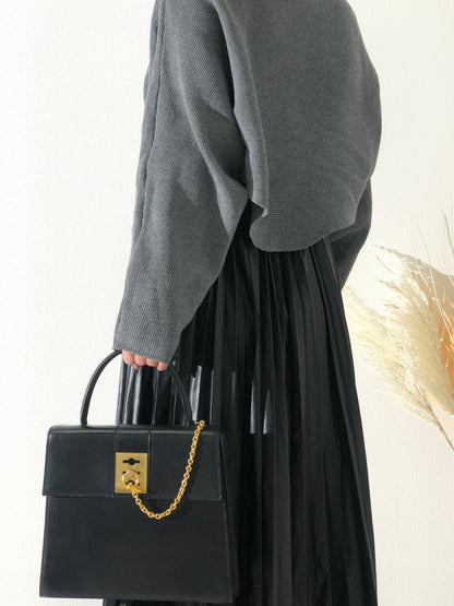 CELINE Toggle Clasp Chain Handbag Black Vintage Old Celine f27nxf