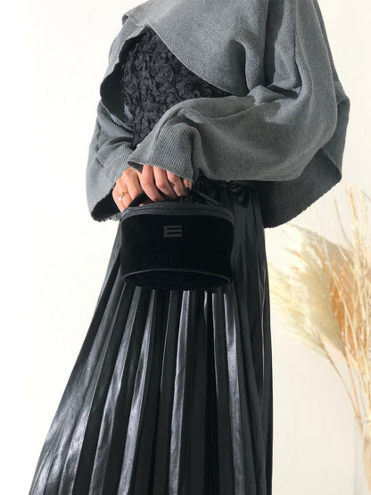 ETRO 天鵝絨化妝包迷你手提包黑色復古舊款 S5fd62u