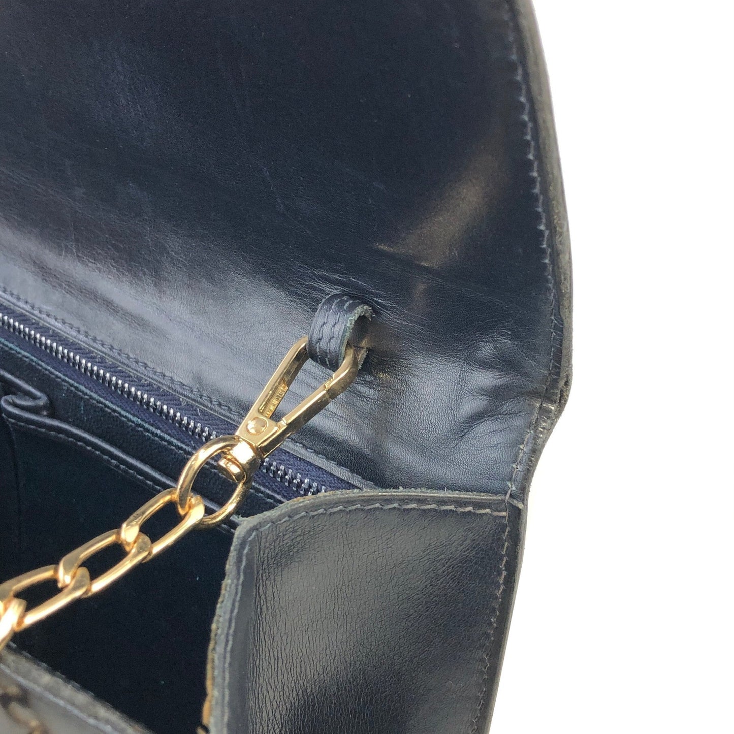 CELINE  Leather Chain Shoulderbag mini bag navy Vintage Old Celine 5mz5jj