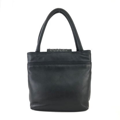 LOEWE Anagram Ostrich Handbag Black Vintage Old 6phzi2