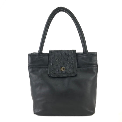 LOEWE Anagram Ostrich Handbag Black Vintage Old 6phzi2