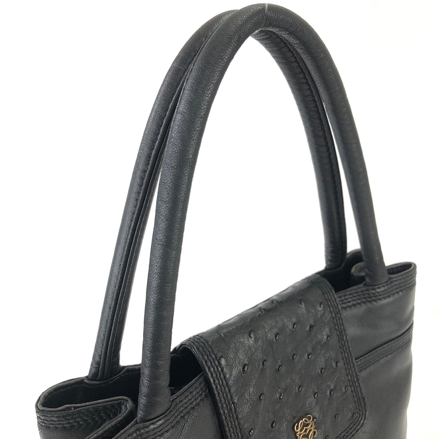 LOEWE black ostrich skin handbag – Vintage Carwen