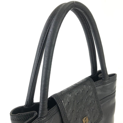 LOEWE Anagram Ostrich Handbag Black Vintage Old 6phzi2