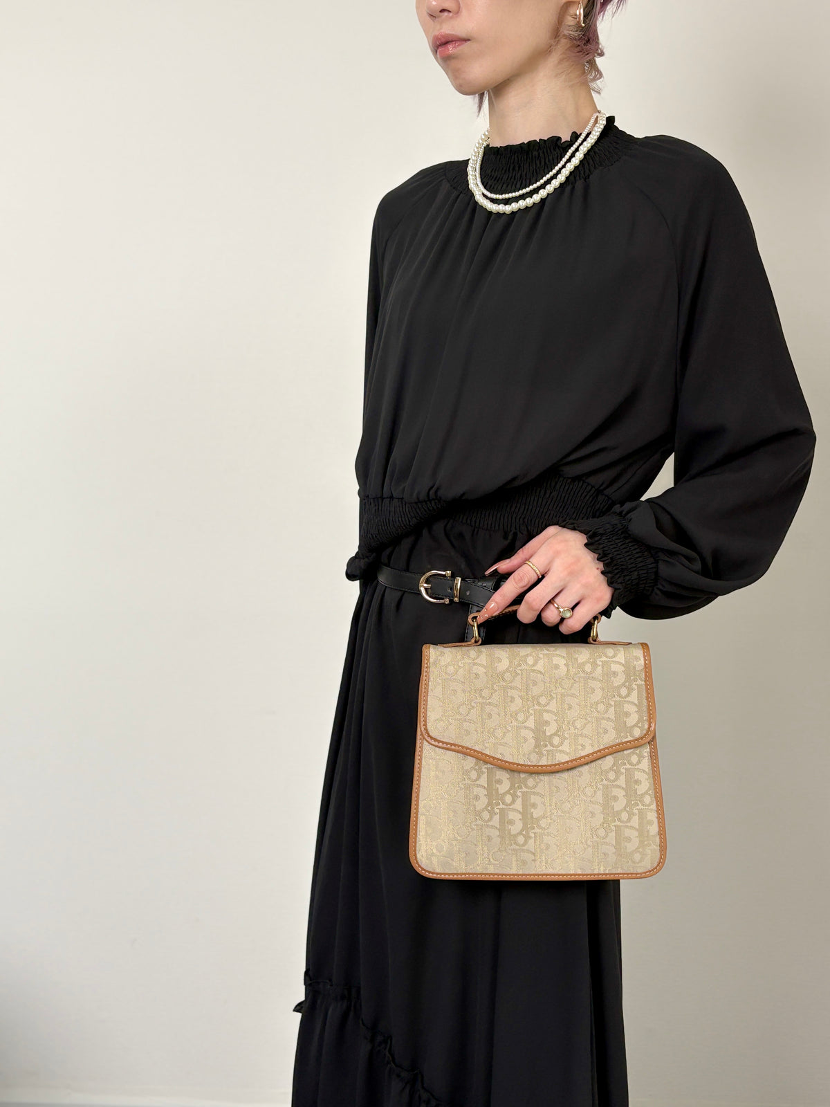 Christian Dior Trotter Handbag Beige Vintage dz5dit