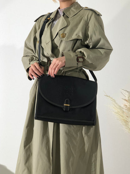 LOEWE Anagram Leather Shoulderbag Black Vintage Old h7hvg4