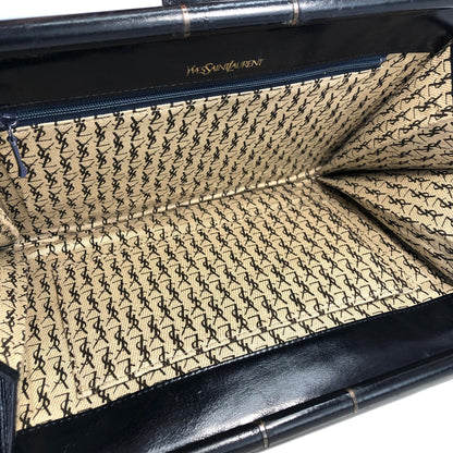 Yves Saint Laurent YSL logo Chevron Clutch bag Navy Vintage Old pu5ak4
