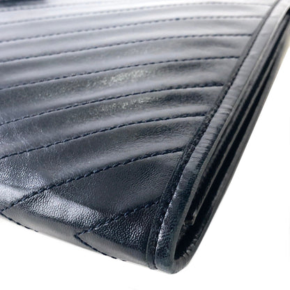 Yves Saint Laurent YSL logo Chevron Clutch bag Navy Vintage Old pu5ak4