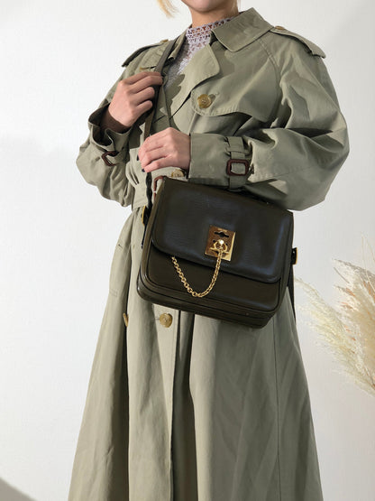 CELINE Mantel Chain Gancini 斜背包 棕色 復古 舊款 Celine b4rzuk