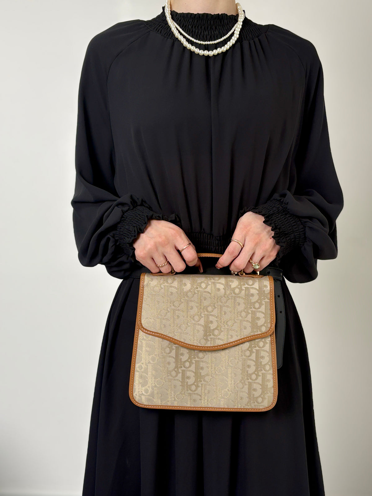 Christian Dior Trotter Handbag Beige Vintage dz5dit