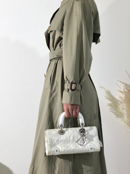 Christian Dior Cannage Lady dior Nylon Handbag White Vintage Old murbh7