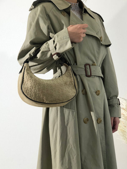 CELINE C Macadam 絨面革 Hobobag AVA 手提包米色復古舊 Celine 787fgu