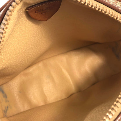 CELINE Macadam Blason Front zipper Oval Shoulder bag Beige Vintage Old Celine zaebn2
