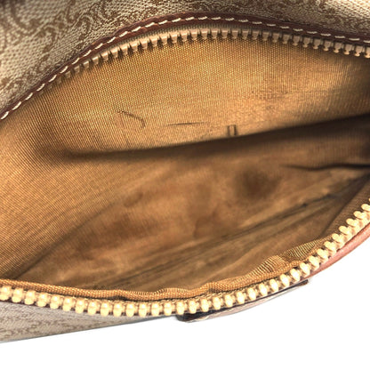CELINE Macadam Blason Front zipper Oval Shoulder bag Beige Vintage Old Celine zaebn2