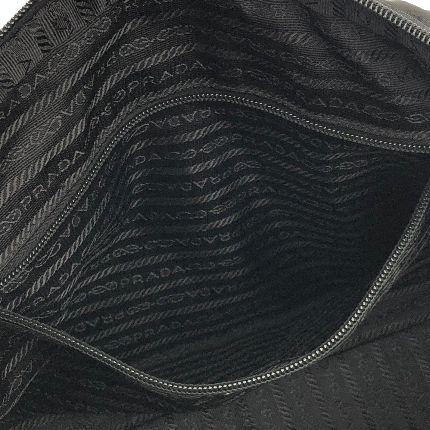 PRADA Triangle logo Crocodile embossed Nylon Tote bag Black Vintage Old vskjgf