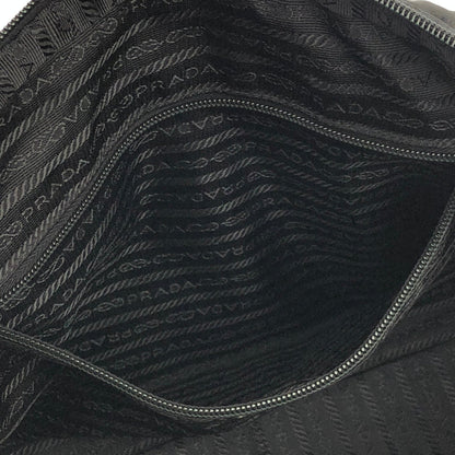 PRADA Triangle logo Crocodile embossed Nylon Tote bag Black Vintage Old vskjgf