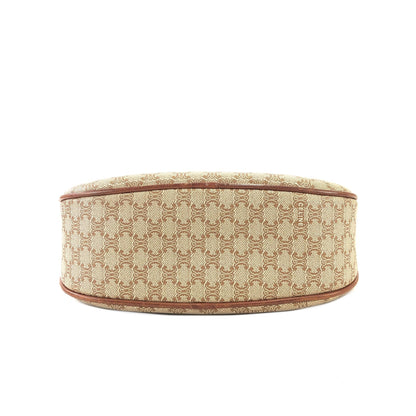 CELINE Macadam Blason Front zipper Oval Shoulder bag Beige Vintage Old Celine zaebn2