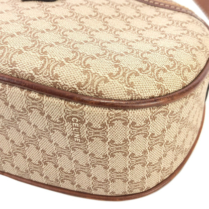 CELINE Macadam Blason Front zipper Oval Shoulder bag Beige Vintage Old Celine zaebn2