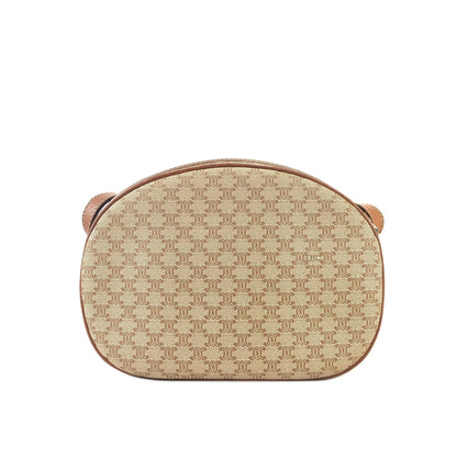 CELINE Macadam Blason Front zipper Oval Shoulder bag Beige Vintage Old Celine zaebn2