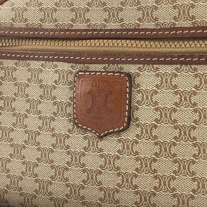 CELINE Macadam Blason Front zipper Oval Shoulder bag Beige Vintage Old Celine zaebn2