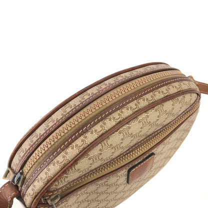 CELINE Macadam Blason Front zipper Oval Shoulder bag Beige Vintage Old Celine zaebn2