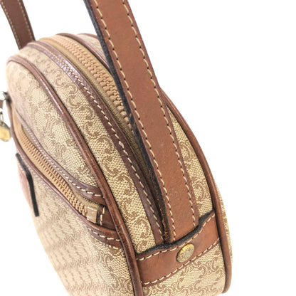 CELINE Macadam Blason Front zipper Oval Shoulder bag Beige Vintage Old Celine zaebn2