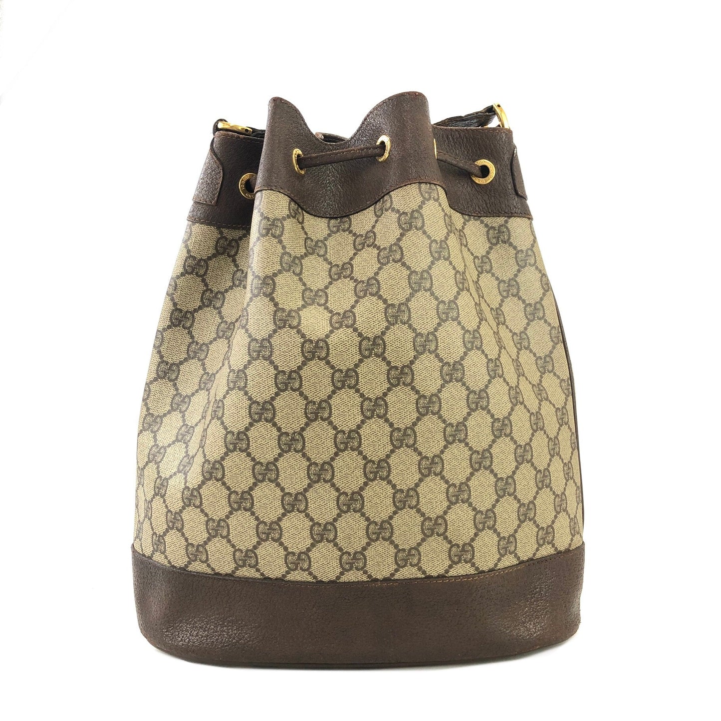 GUCCI Sherry line Drawstring Shoulder bag Brown Vintage Old Gucci cu5hat