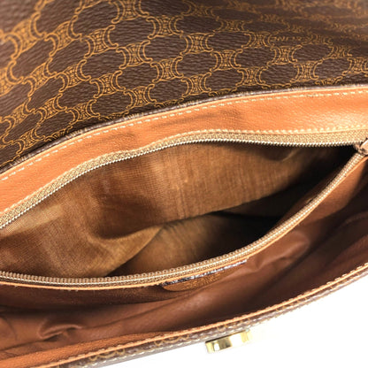 CELINE Macadam Blason Flap Shoulder Bag Brown Vintage Old Celine xdywau