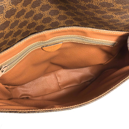 CELINE Macadam Blason Flap Shoulder Bag Brown Vintage Old Celine xdywau