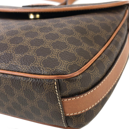CELINE Macadam Blason Flap Shoulder Bag Brown Vintage Old Celine xdywau