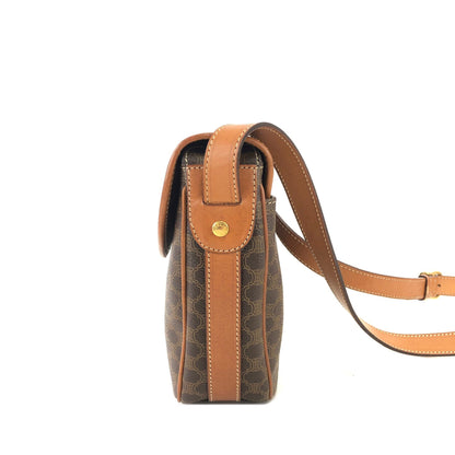 CELINE Macadam Blason Flap Shoulder Bag Brown Vintage Old Celine xdywau