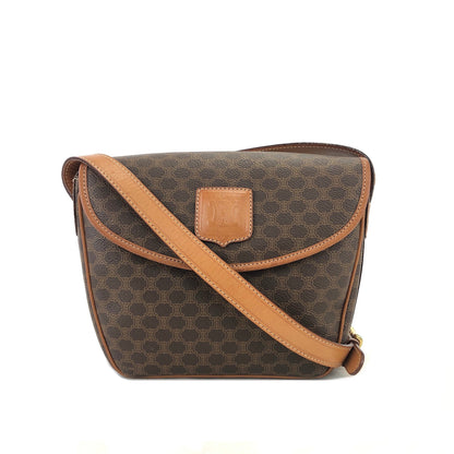 CELINE Macadam Blason Flap Shoulder Bag Brown Vintage Old Celine xdywau