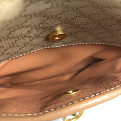 CELINE Macadam Gancini Round Shoulderbag Beige Vintage Old celine 6pybra