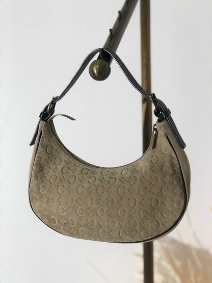 CELINE C Macadam 絨面革 Hobobag AVA 手提包米色復古舊 Celine 787fgu