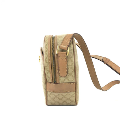 CELINE Macadam Gancini Round Shoulderbag Beige Vintage Old celine 6pybra