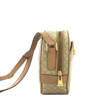 CELINE Macadam Gancini Round Shoulderbag Beige Vintage Old celine 6pybra