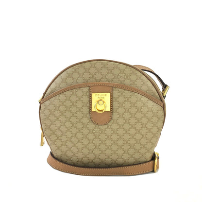 CELINE Macadam Gancini Round Shoulderbag Beige Vintage Old celine 6pybra