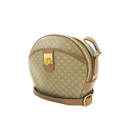 CELINE Macadam Gancini Round Shoulderbag Beige Vintage Old celine 6pybra