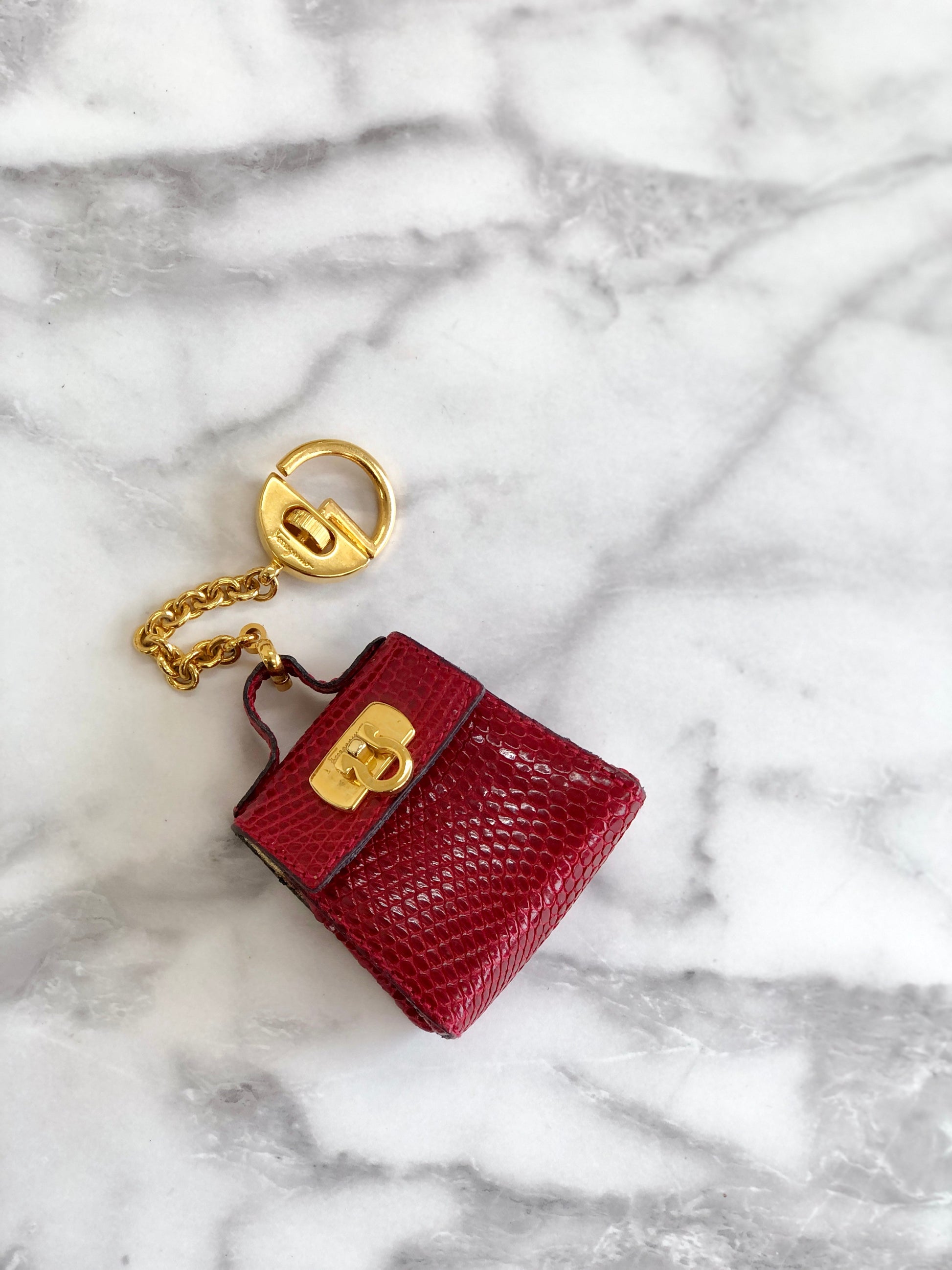 Salvatore Ferragamo Handbag type Bag charm Key chain Red Vintage