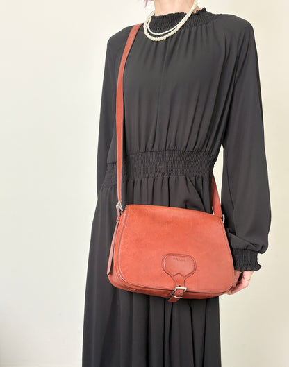 PRADA Logo Front Buckle  Shoulder bag Brown Vintage rhwnn2